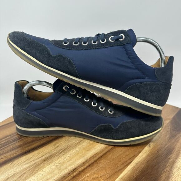 Magnanni “Jorge” Men’s 9.5 Navy Blue Suede Textile Lace Up Low Sneakers Shoes main image 10